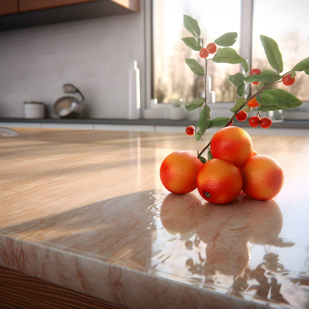 African Cherry Orange on a kitchen counter