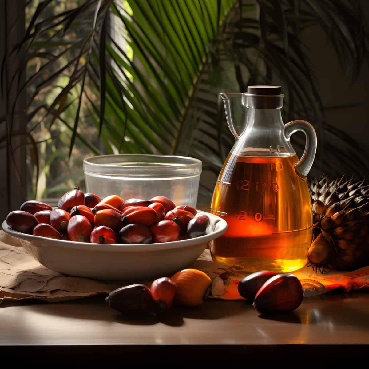 African Oil Palm Fruit on a kitchen counter