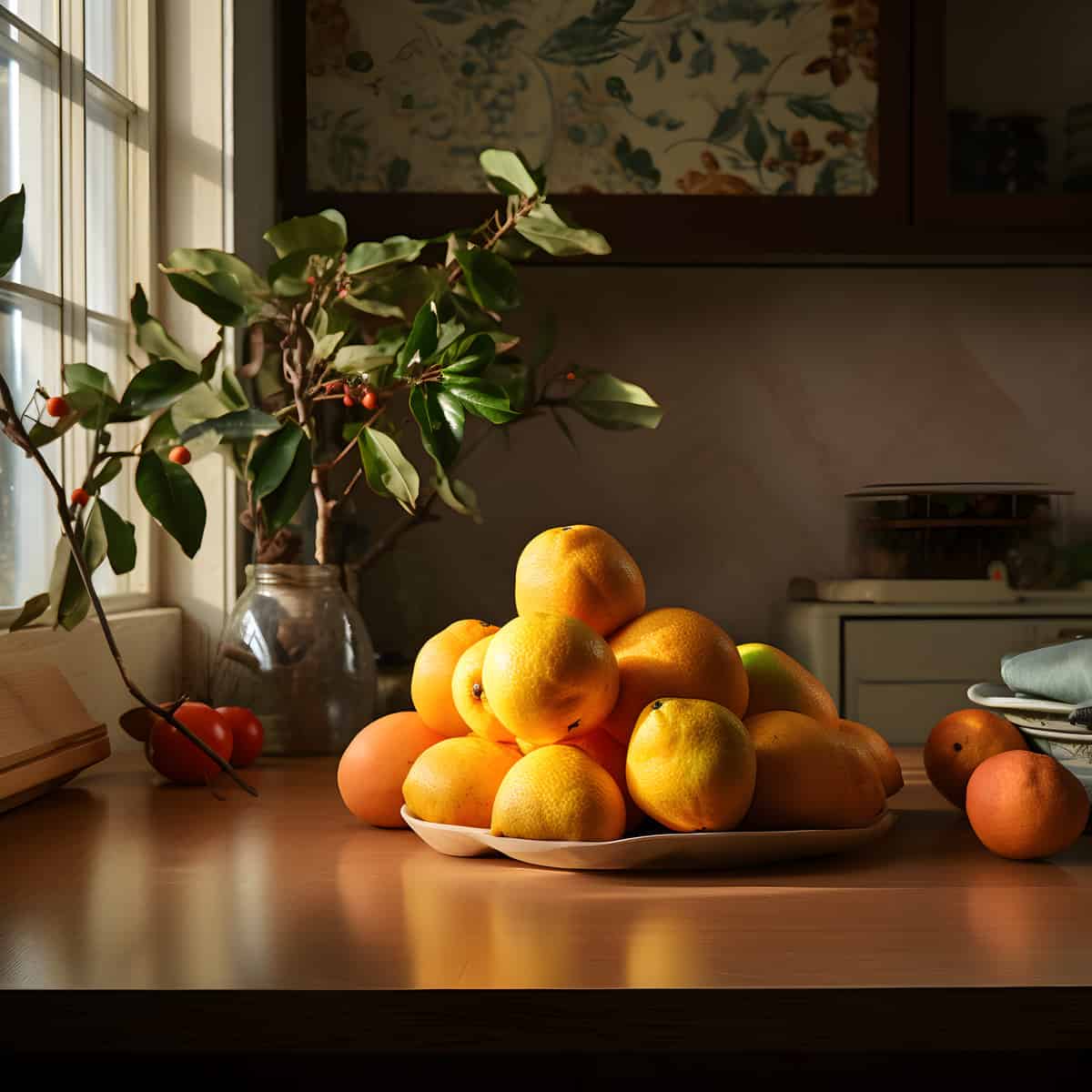 Amanatsu Fruit on a kitchen counter
