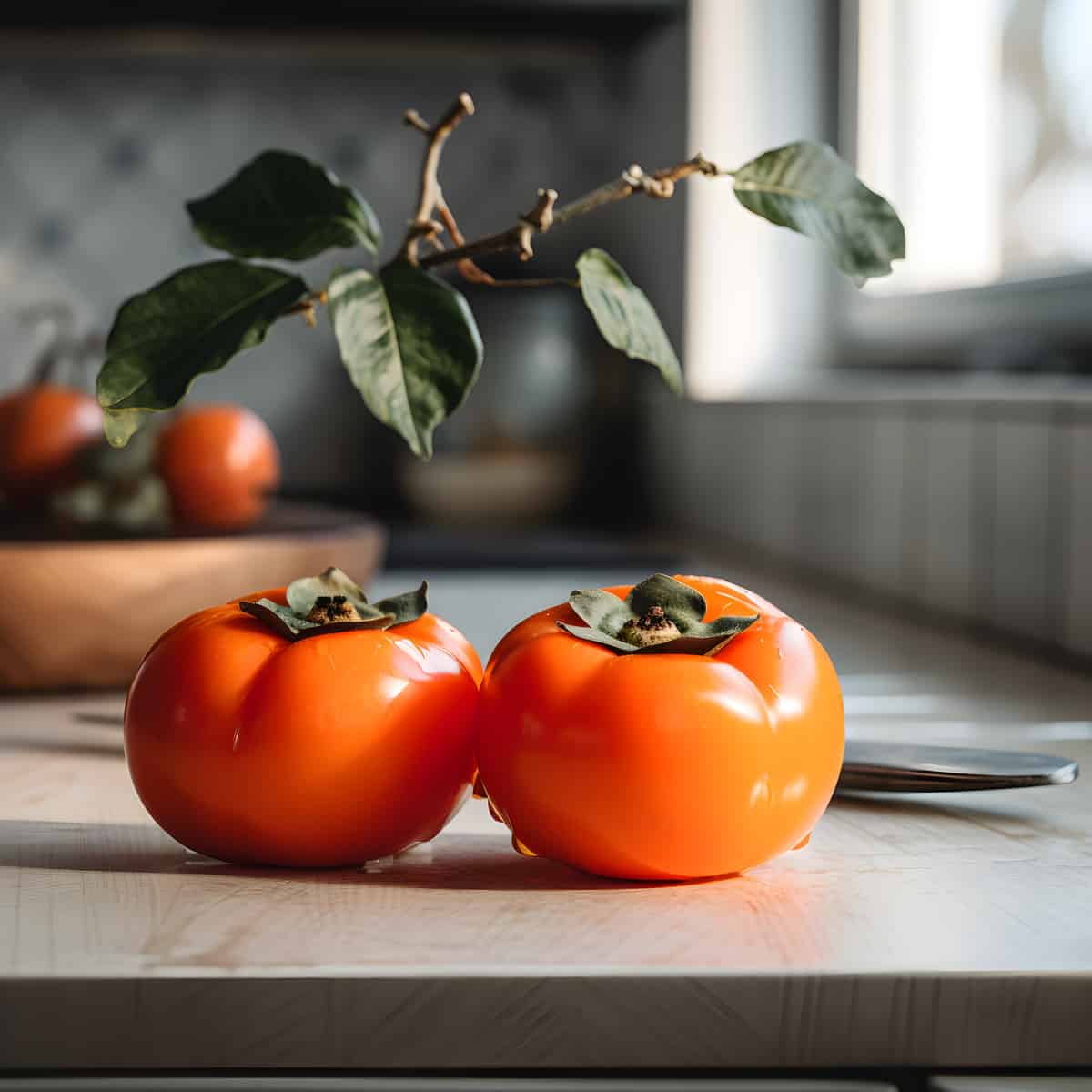 American Persimmon on a kitchen counter