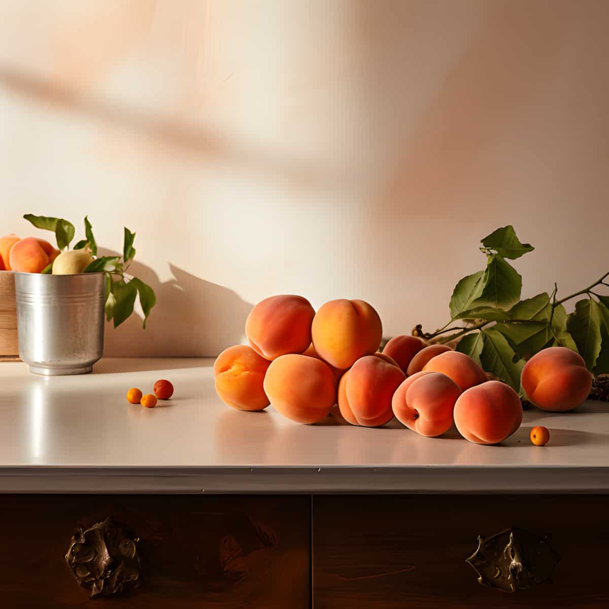 Apricot on a kitchen counter