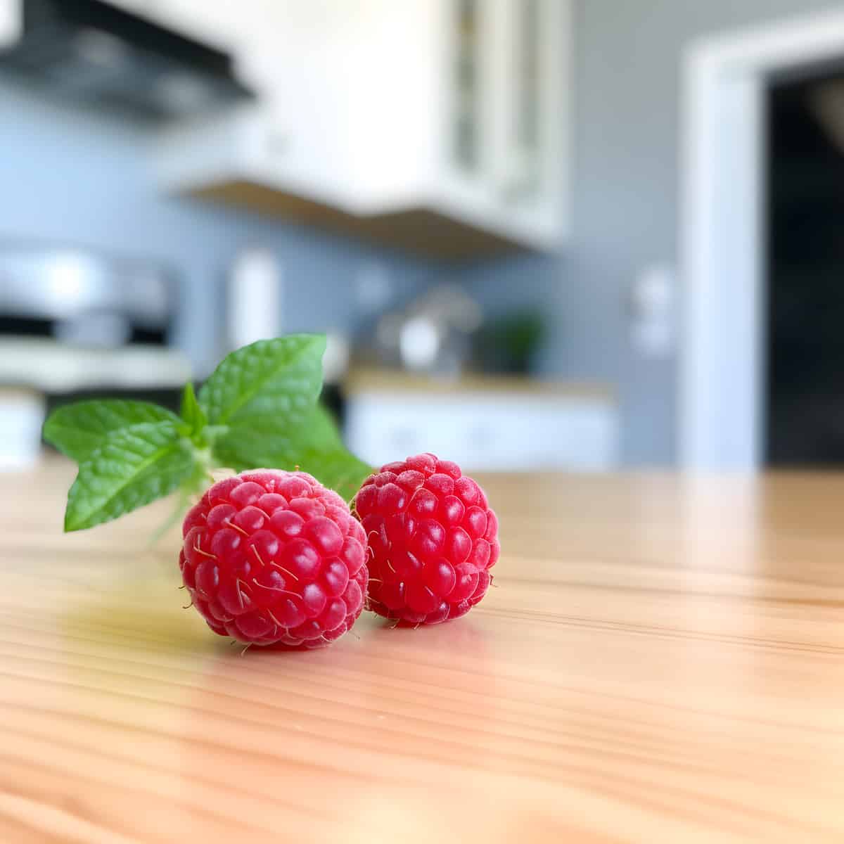 Arctic Raspberry on a kitchen counter