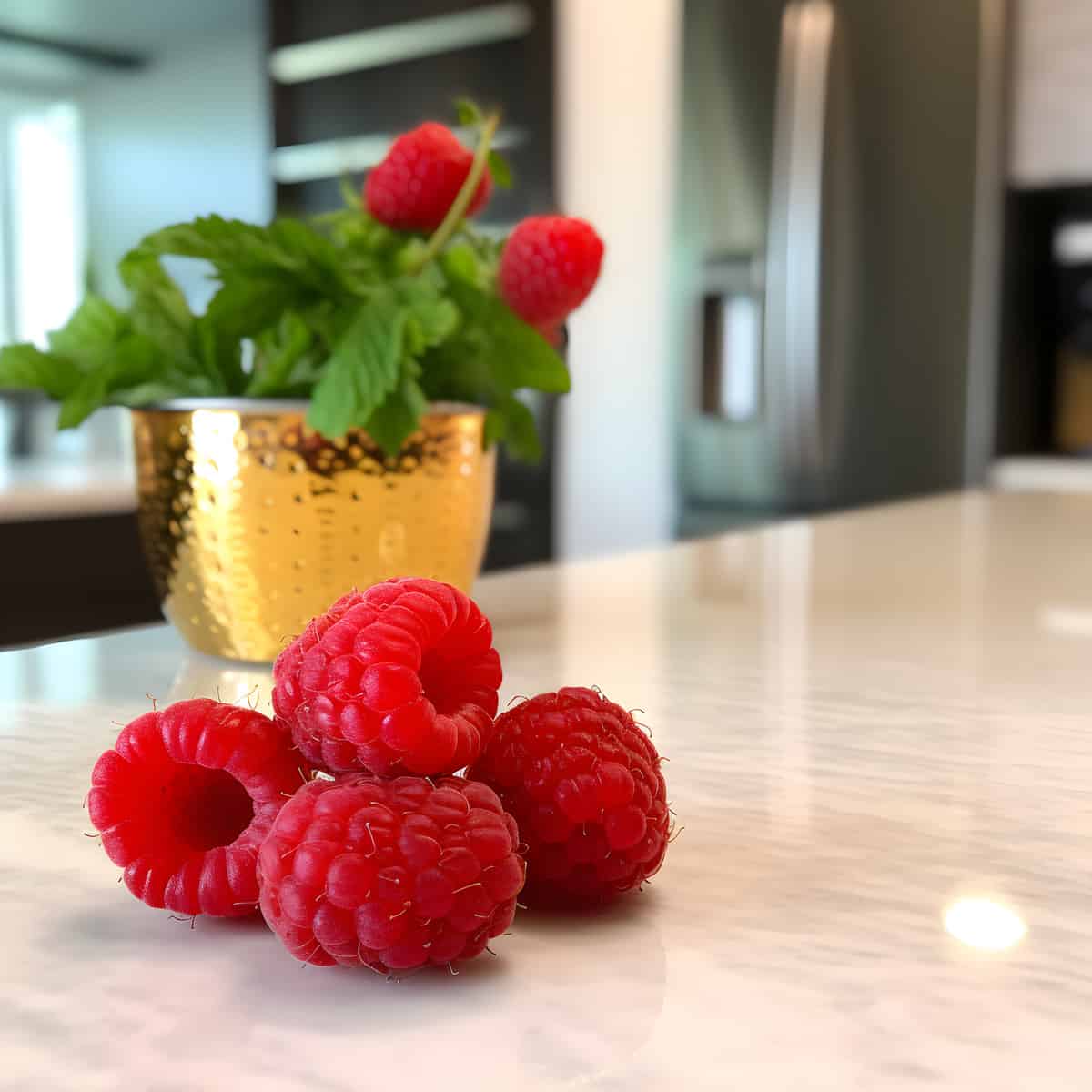Atherton Raspberry on a kitchen counter