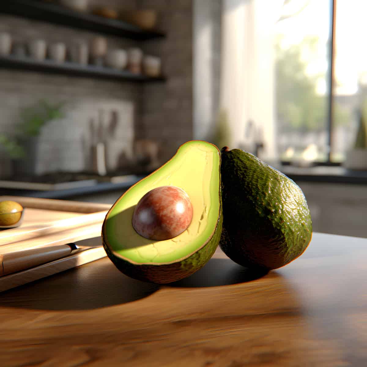 Avocado on a kitchen counter