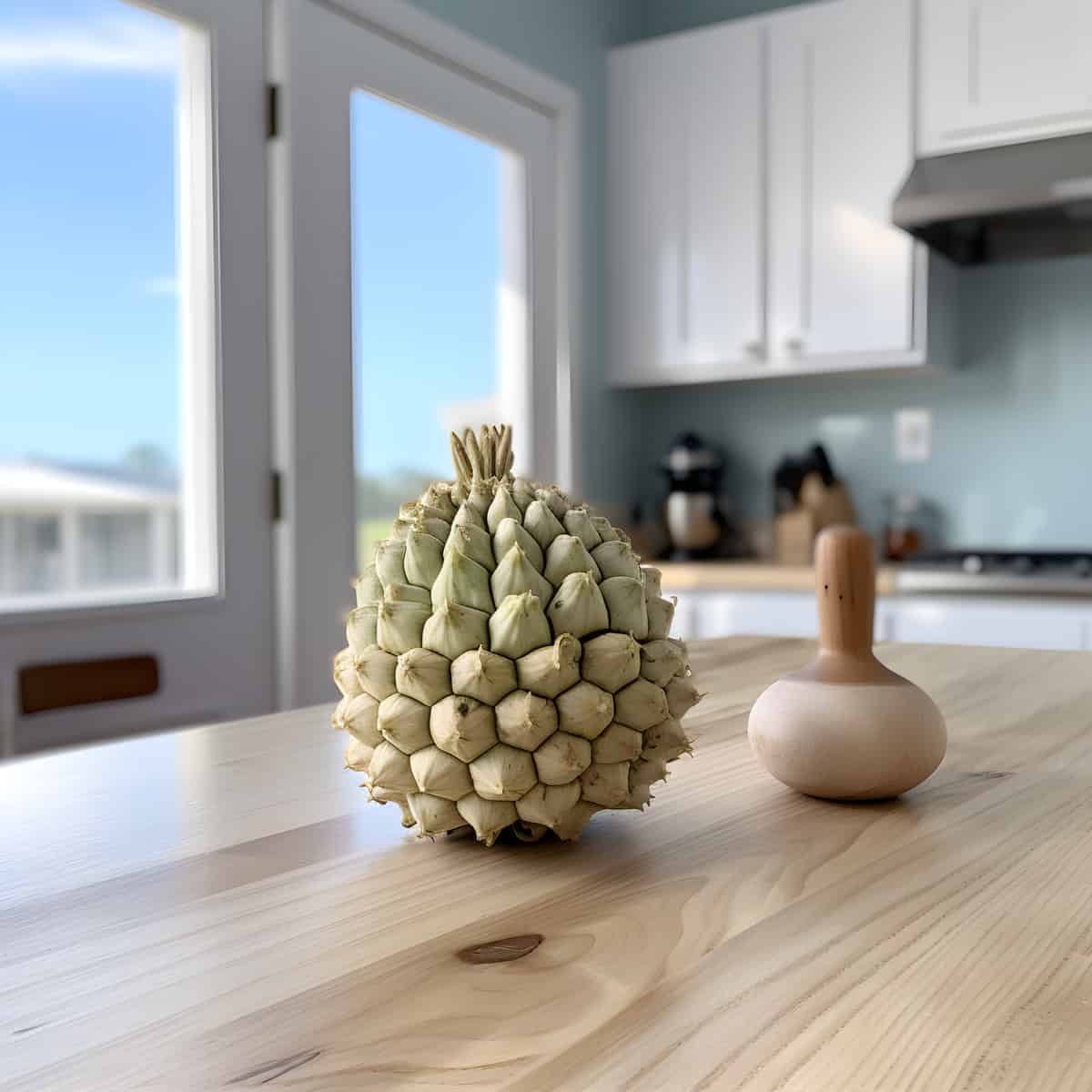 Beach Sugar Apple on a kitchen counter