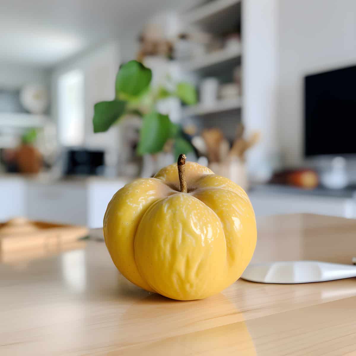 Bell Apple Fruit on a kitchen counter