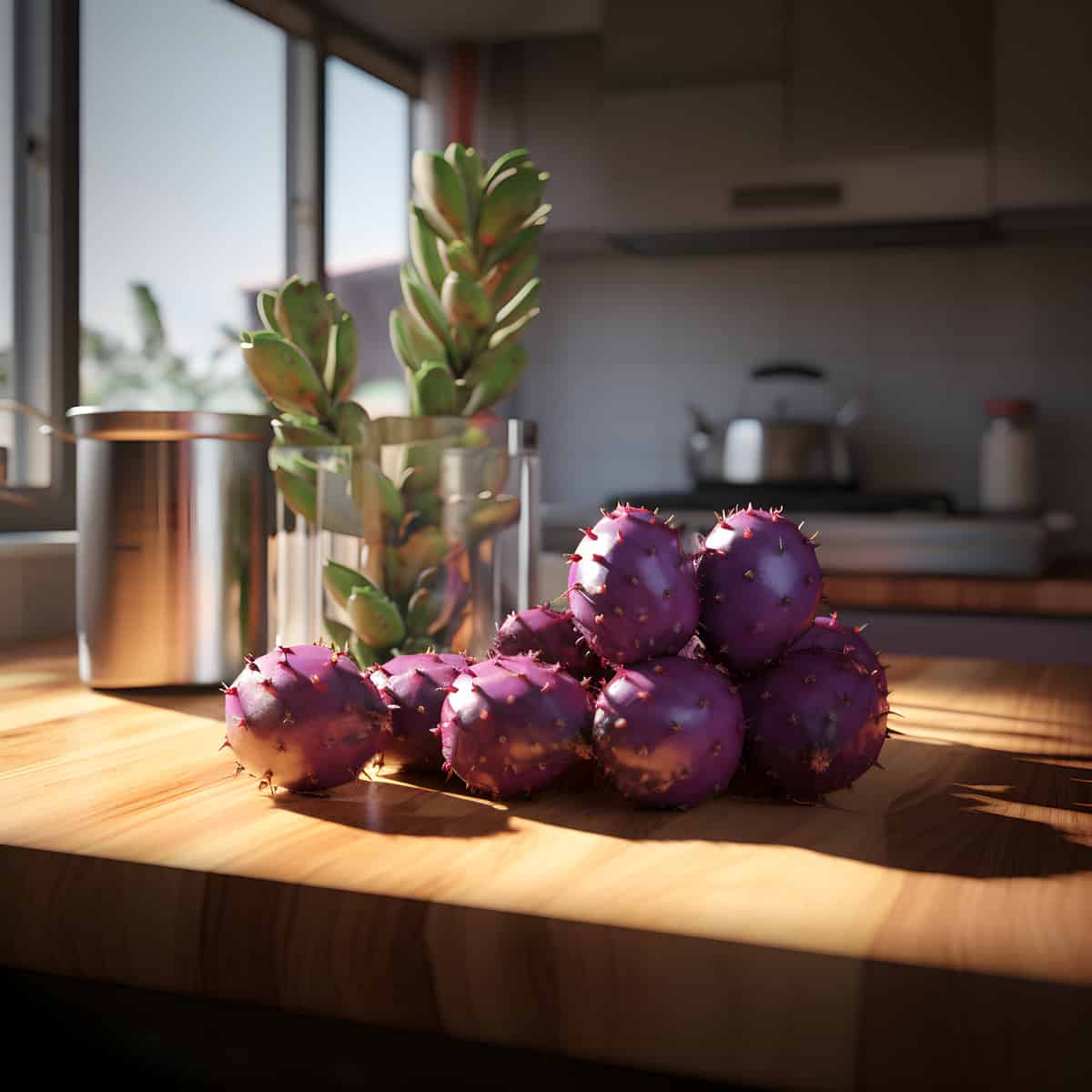 Bilberry Cactus Fruit on a kitchen counter