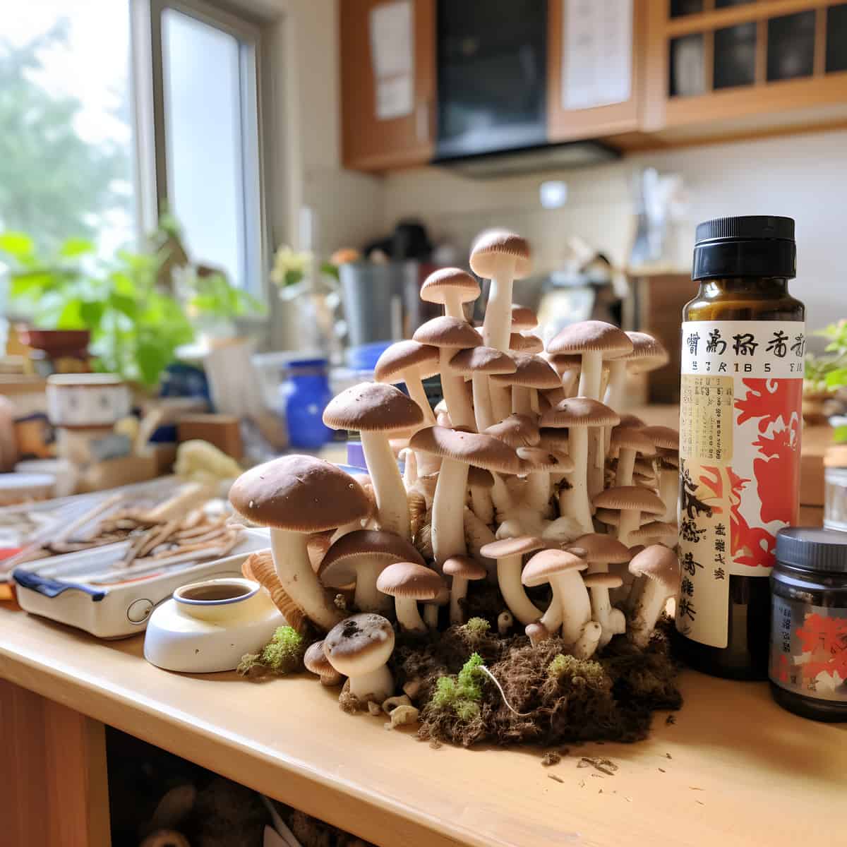 Bunashimeji Brown Variety on a kitchen counter