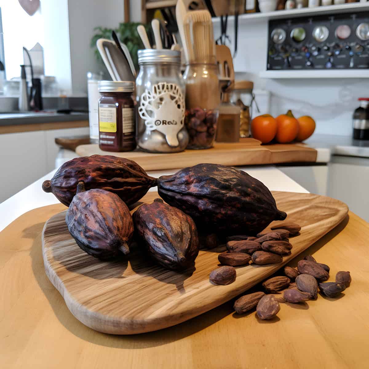 Cacao Fruit on a kitchen counter