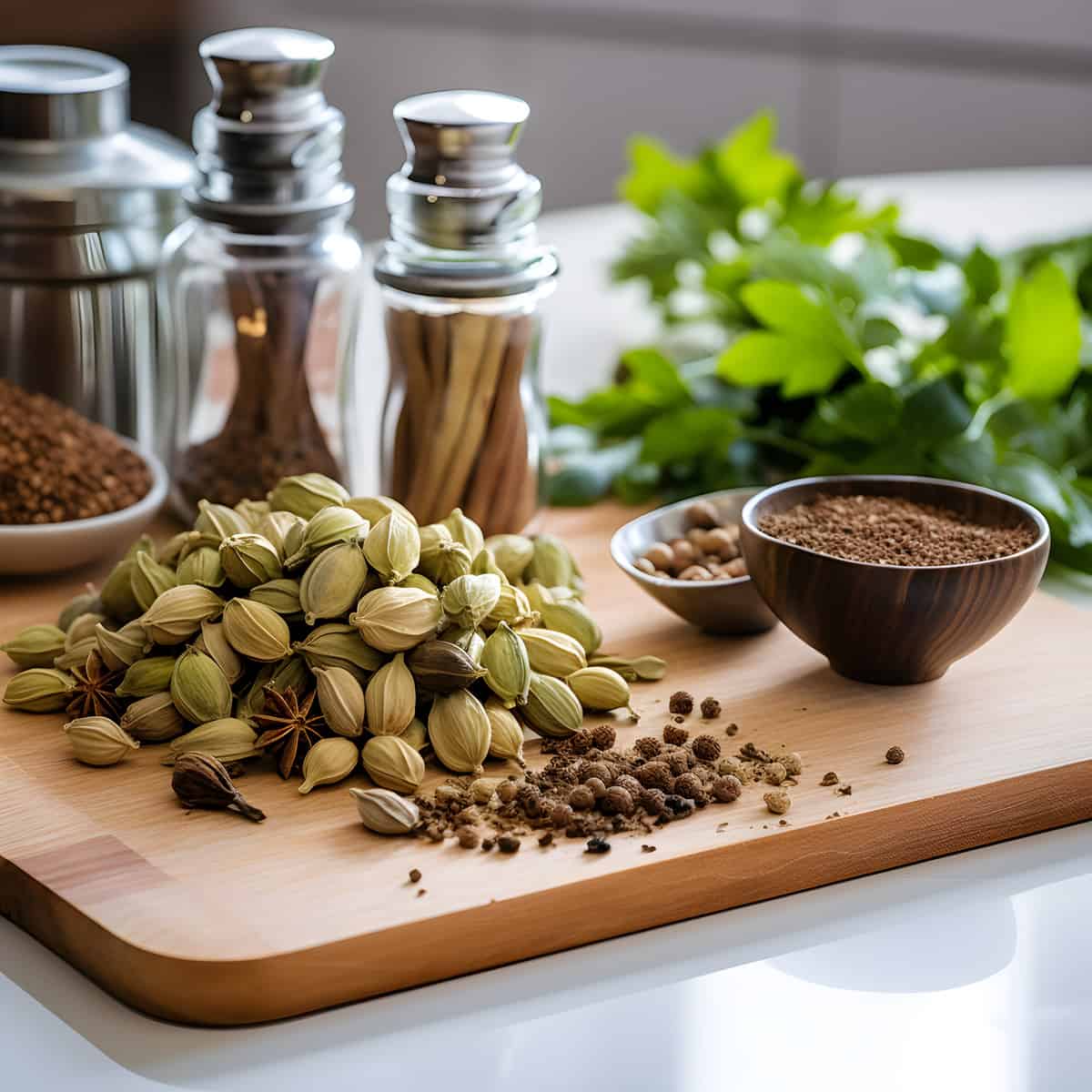 Cardamom on a kitchen counter