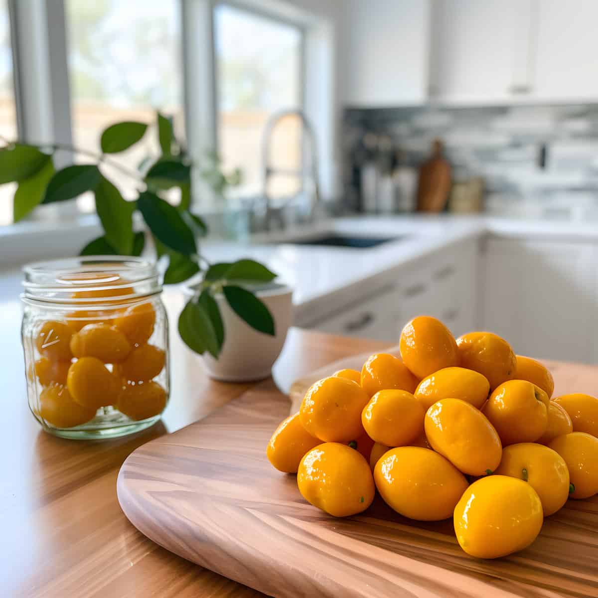 Centennial Variegated Kumquat on a kitchen counter