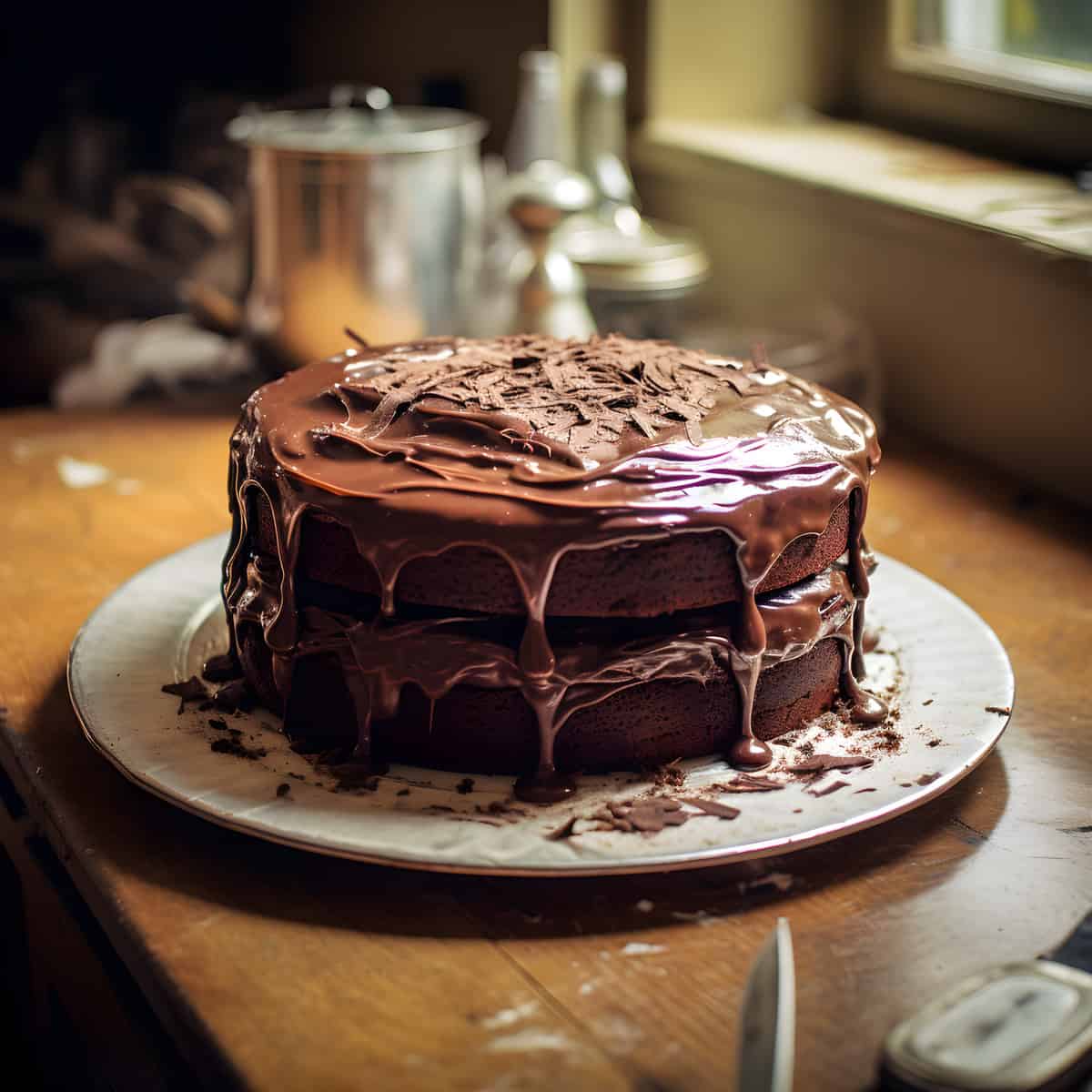 Chocolate Cake on a kitchen counter