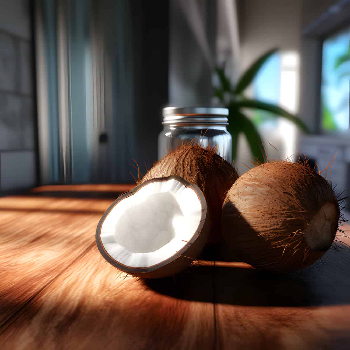 Coconut on a kitchen counter