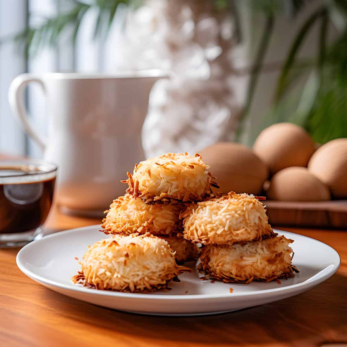 Coconut Macaroon on a kitchen counter