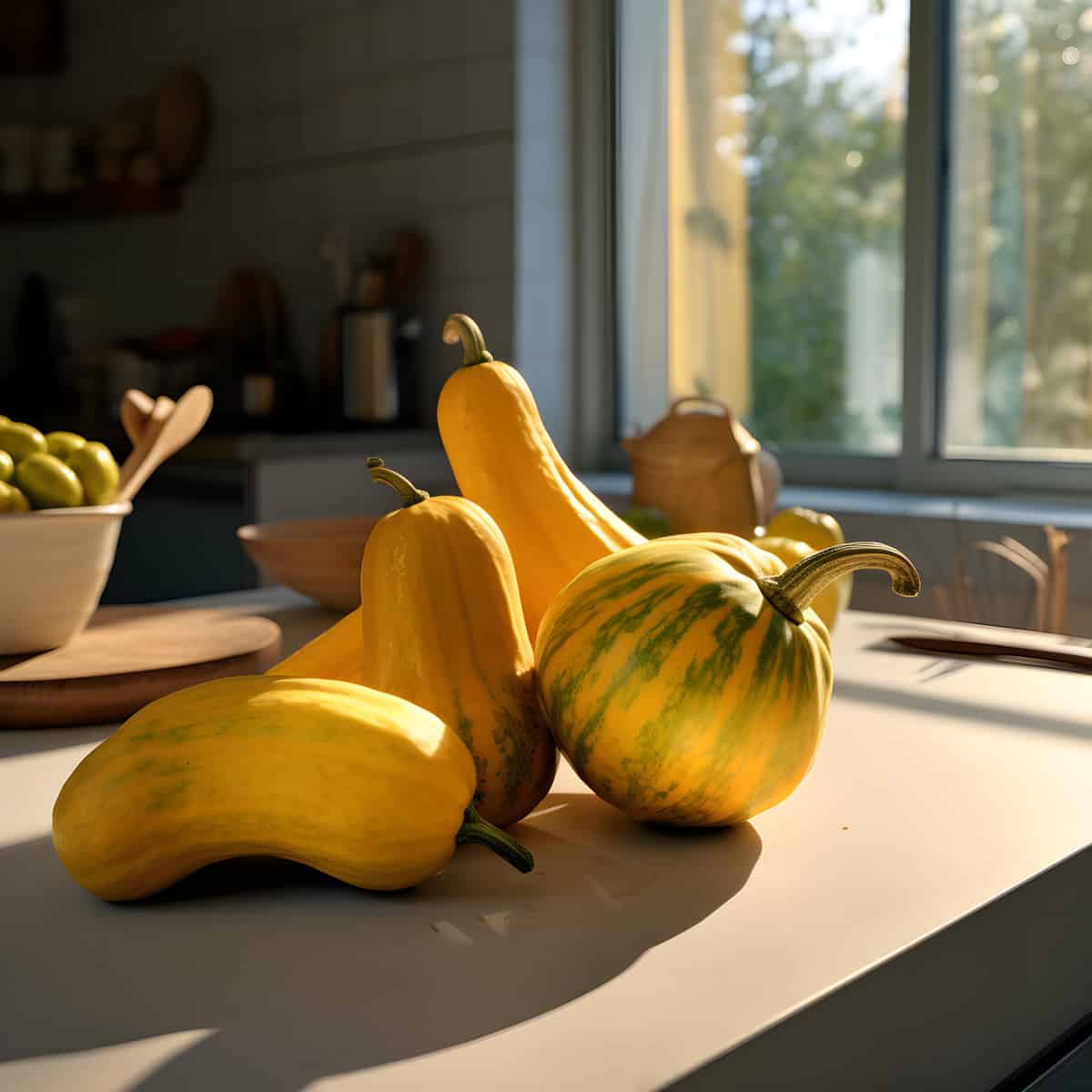 Cocozelle Squash on a kitchen counter