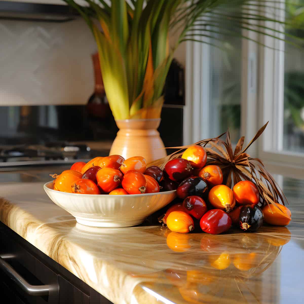 Corozo Palm Fruit on a kitchen counter