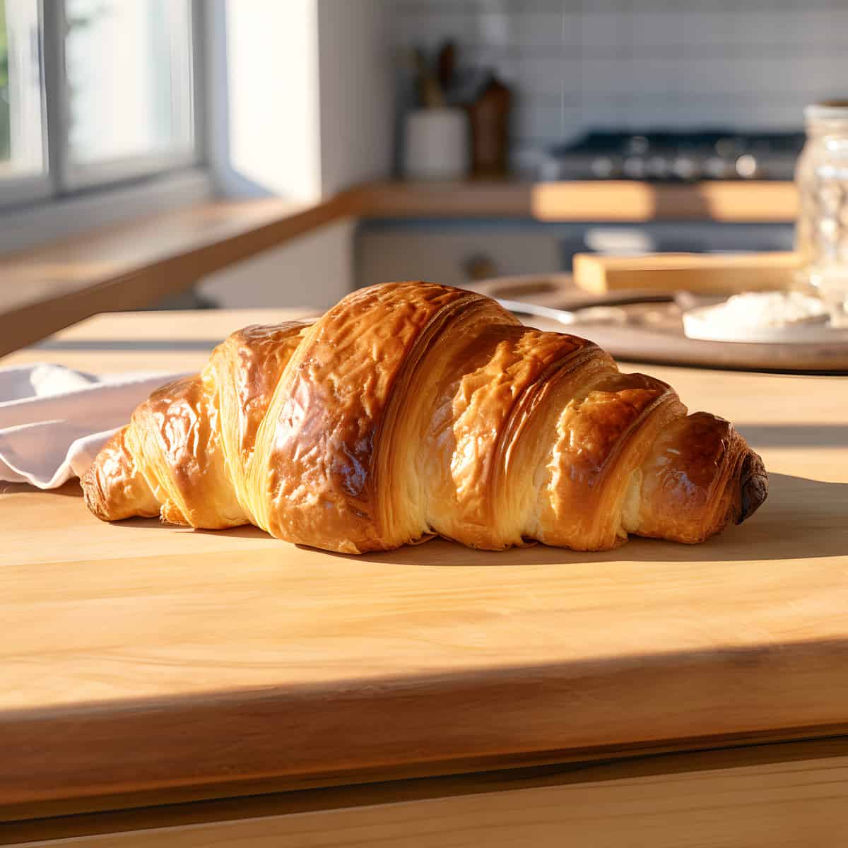 Croissant on a kitchen counter