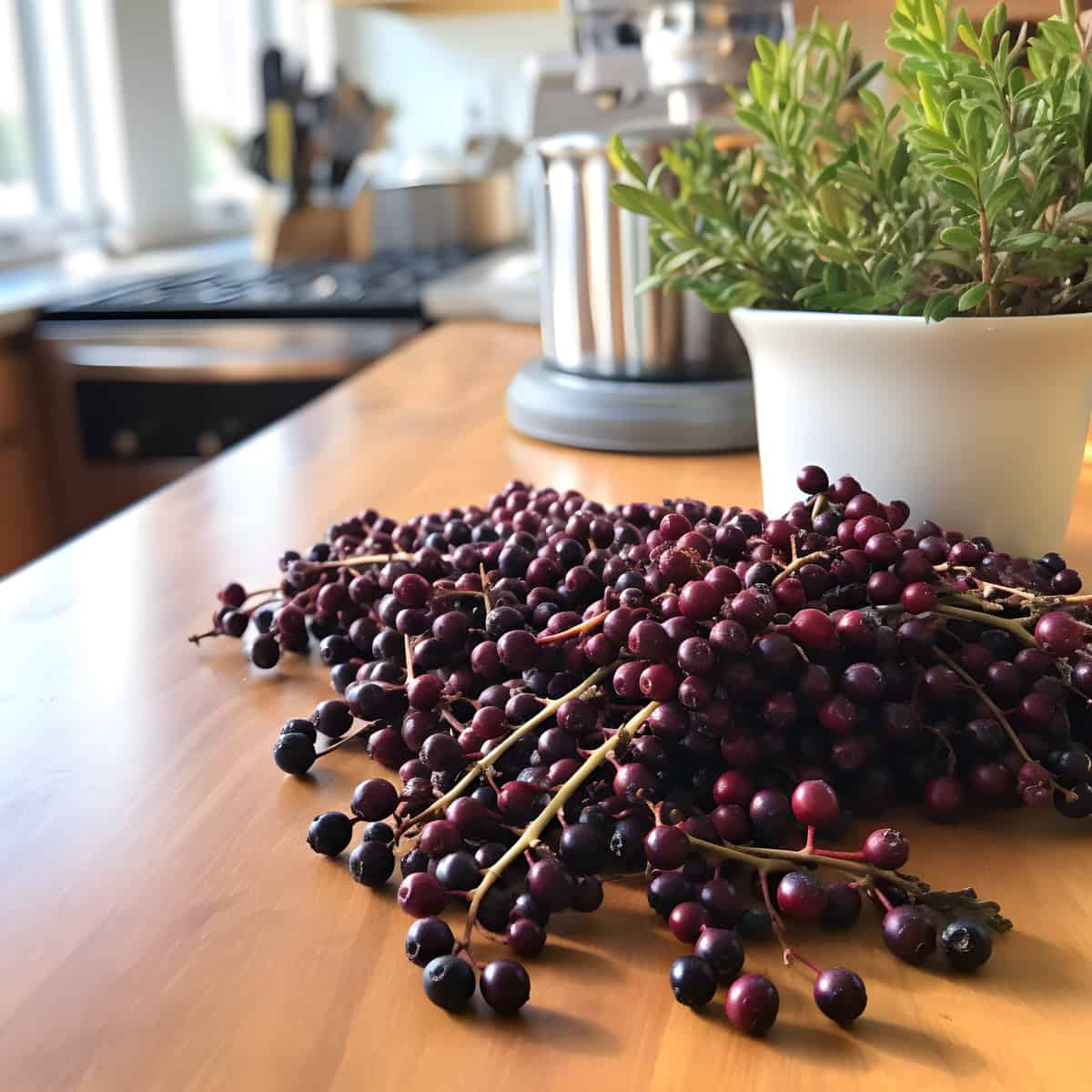 Crowberry on a kitchen counter