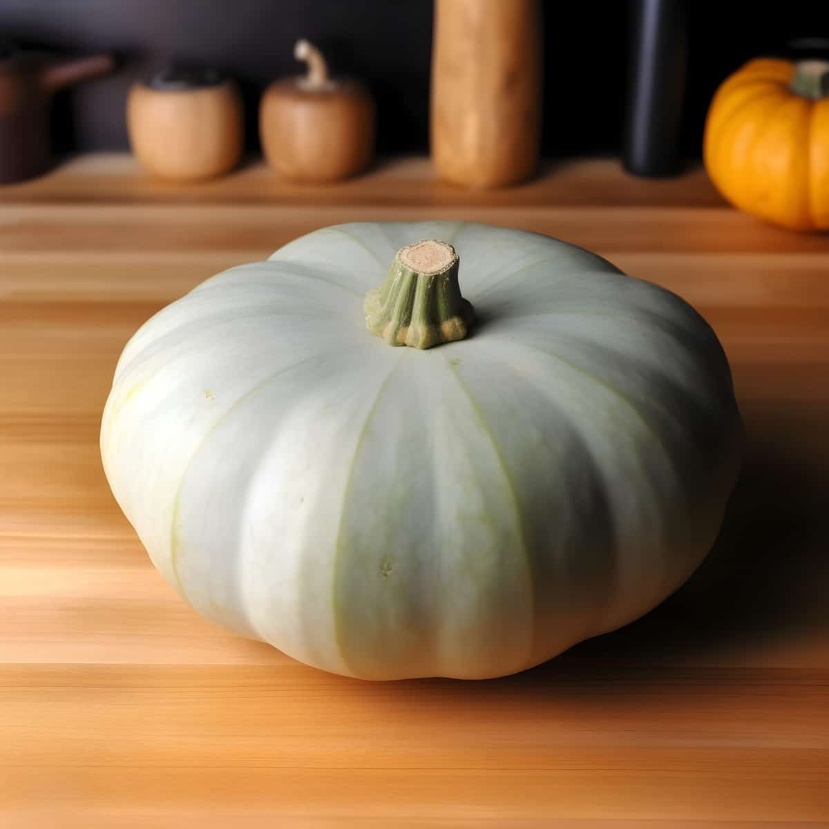 Crown Prince Squash on a kitchen counter