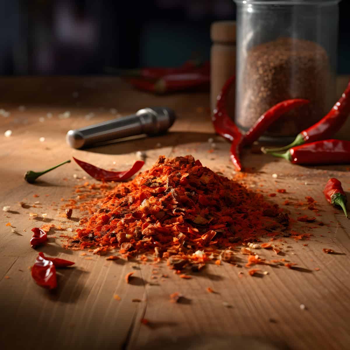 Crushed Red Pepper on a kitchen counter