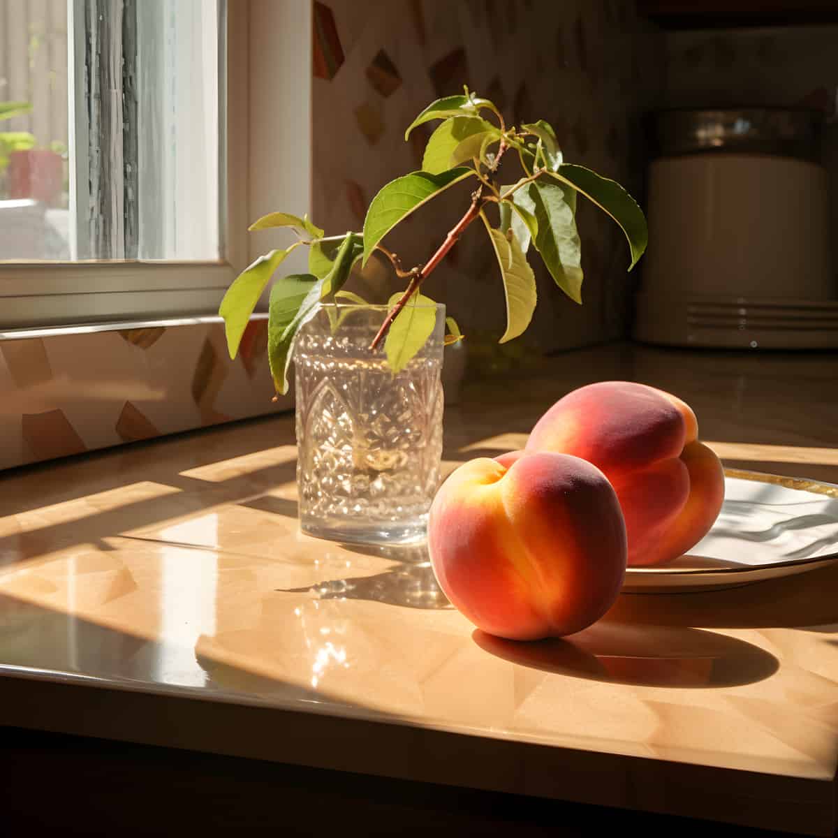 Gansu Peach on a kitchen counter