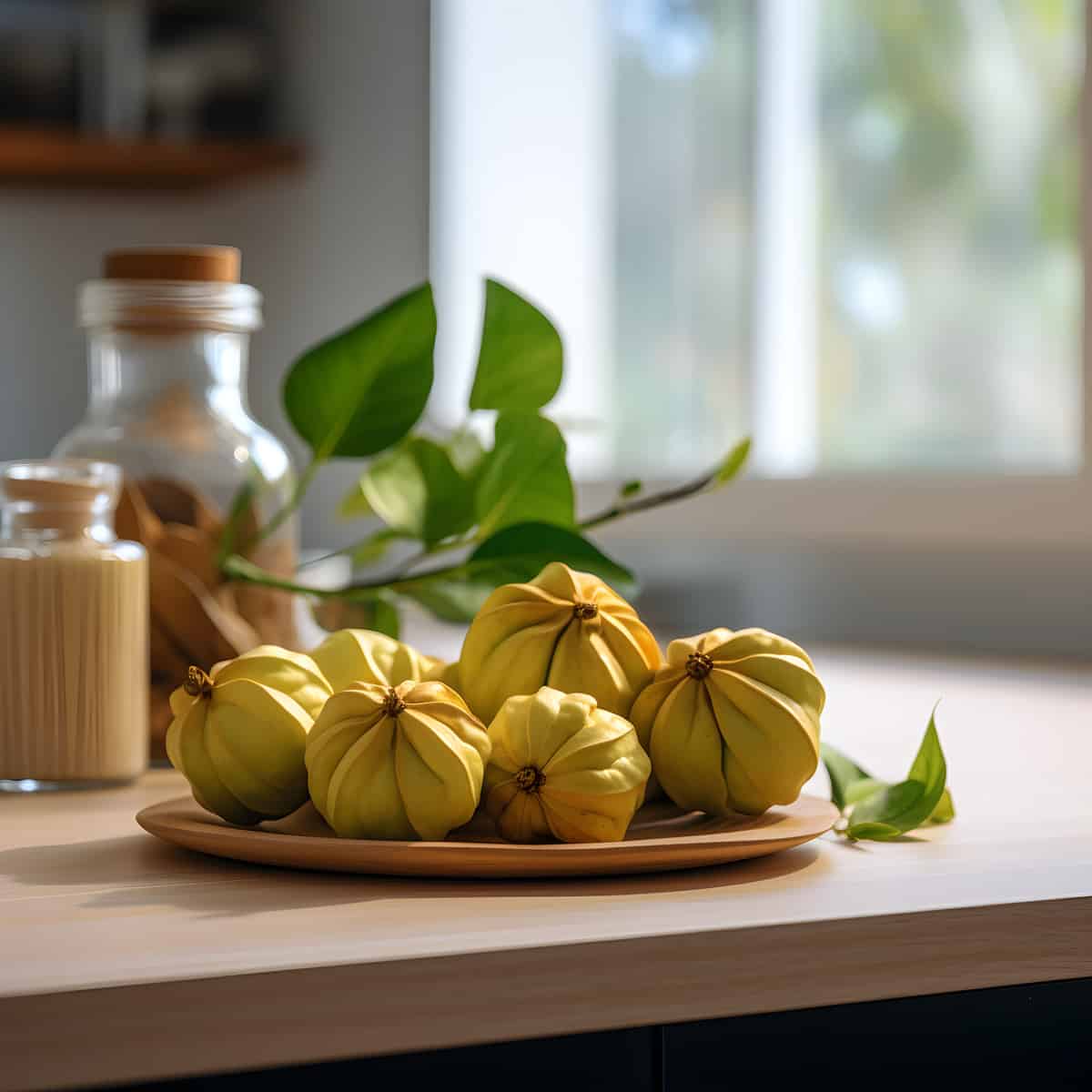 Garcinia Cambogia Fruit on a kitchen counter