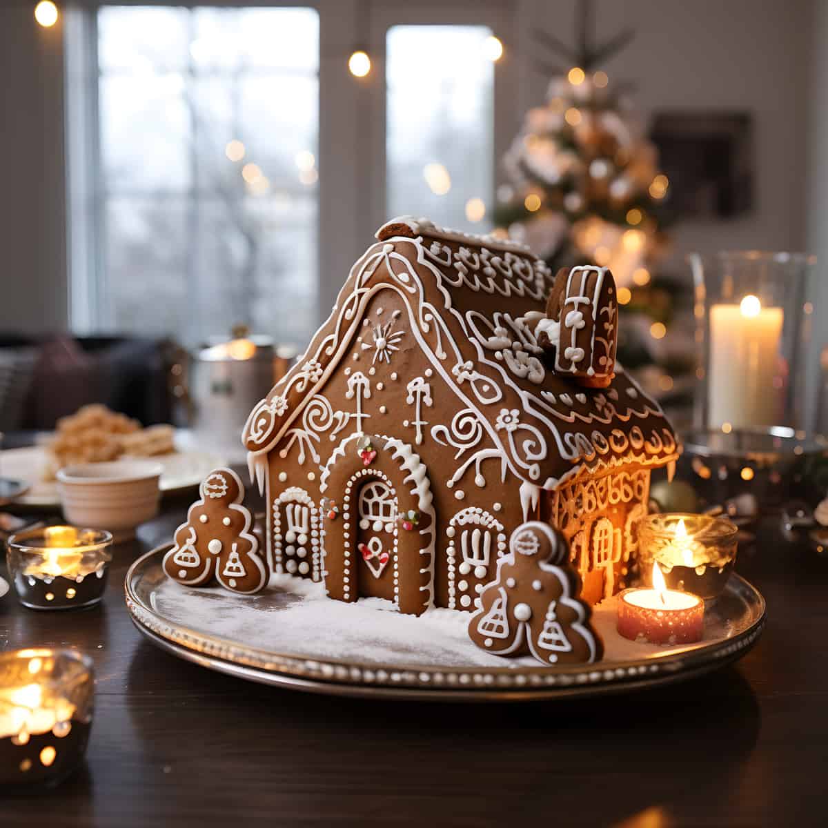 Gingerbread House on a kitchen counter