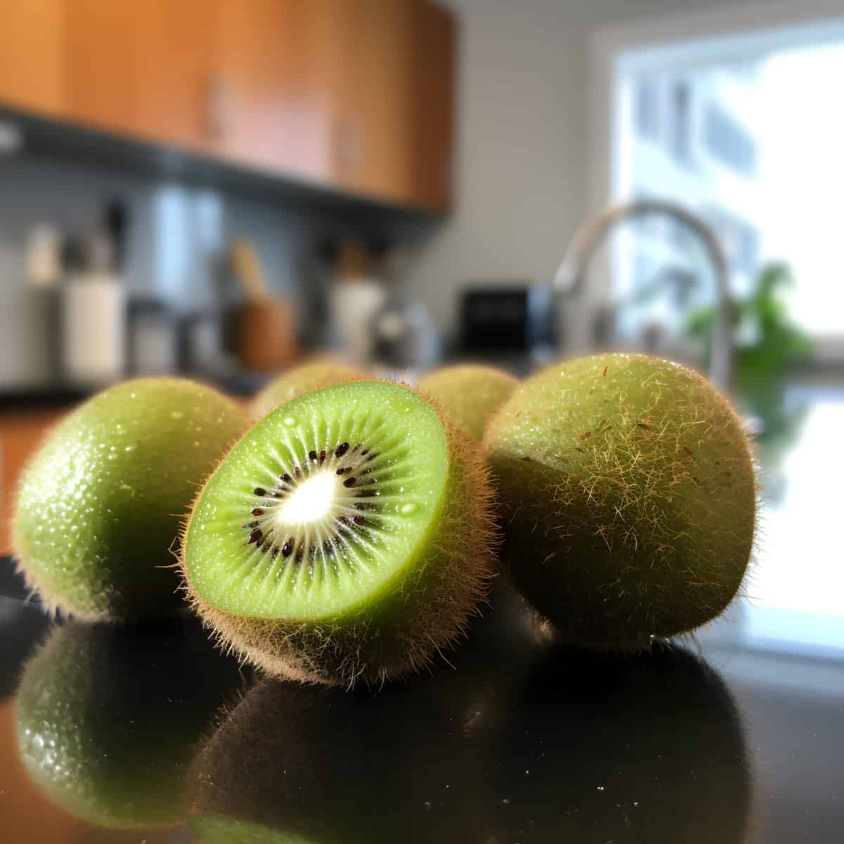 Golden Kiwifruit on a kitchen counter