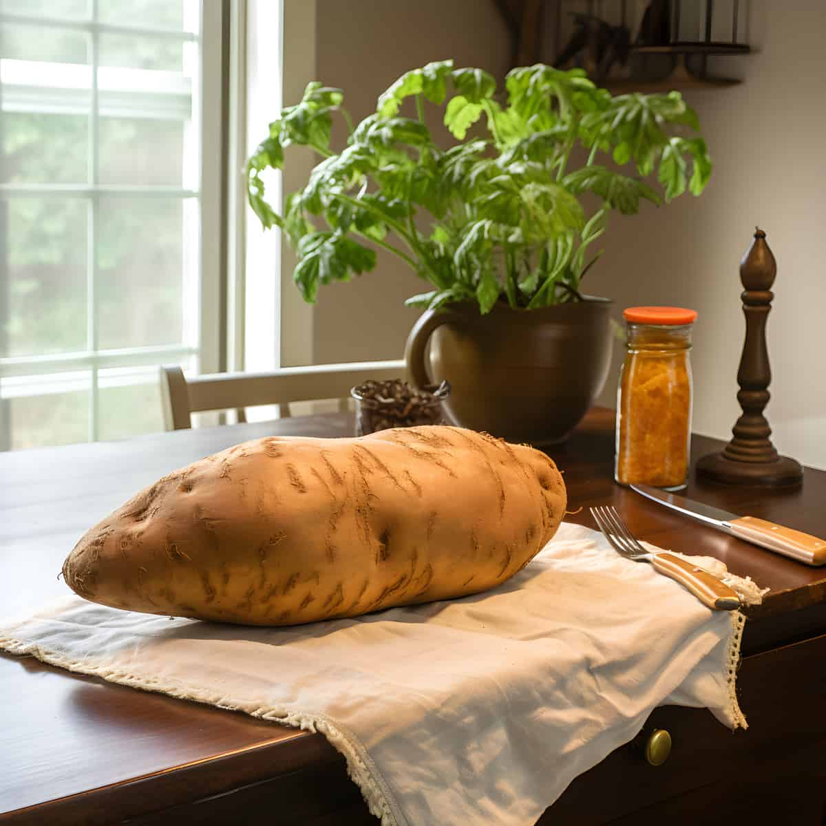 Greater Yam on a kitchen counter