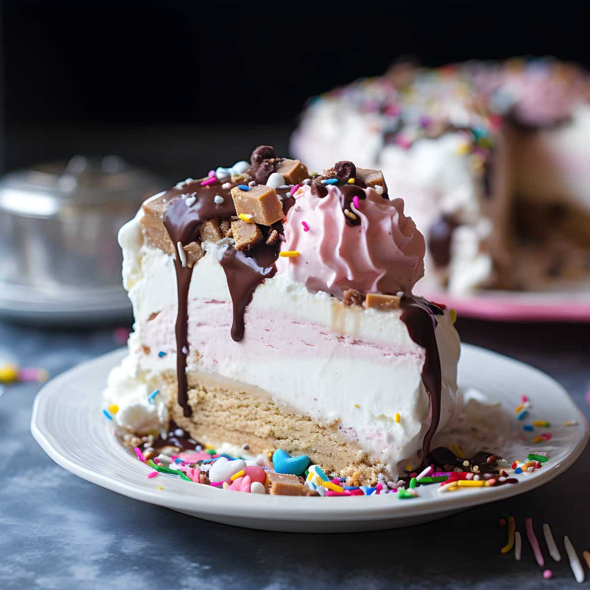 Ice Cream Cake on a kitchen counter