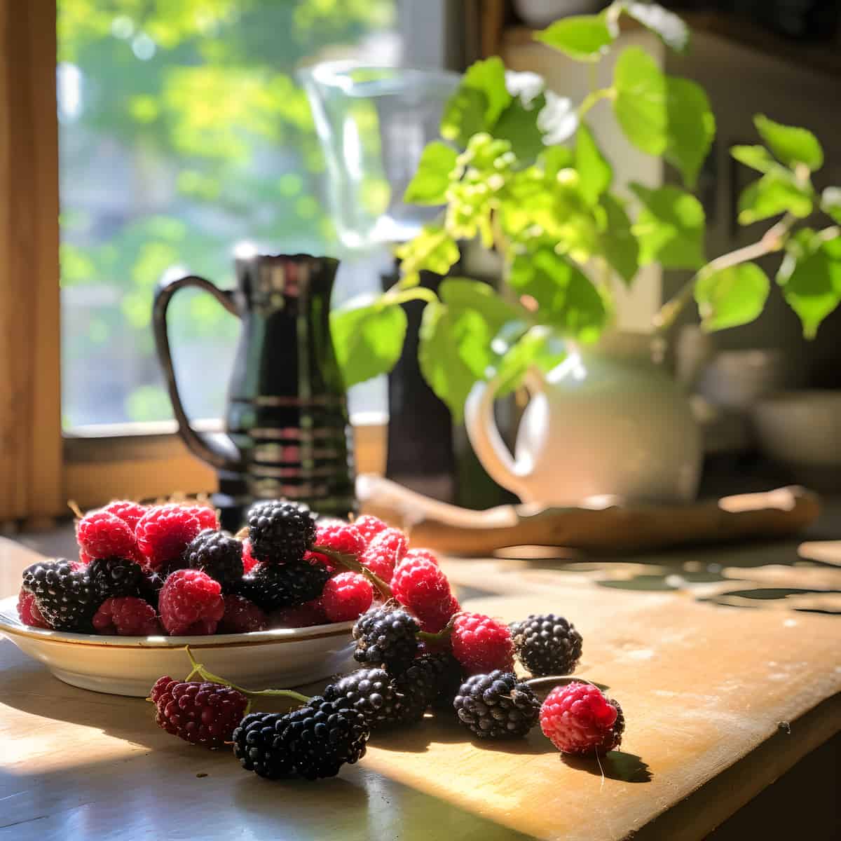 Japanese Bramble Berry on a kitchen counter