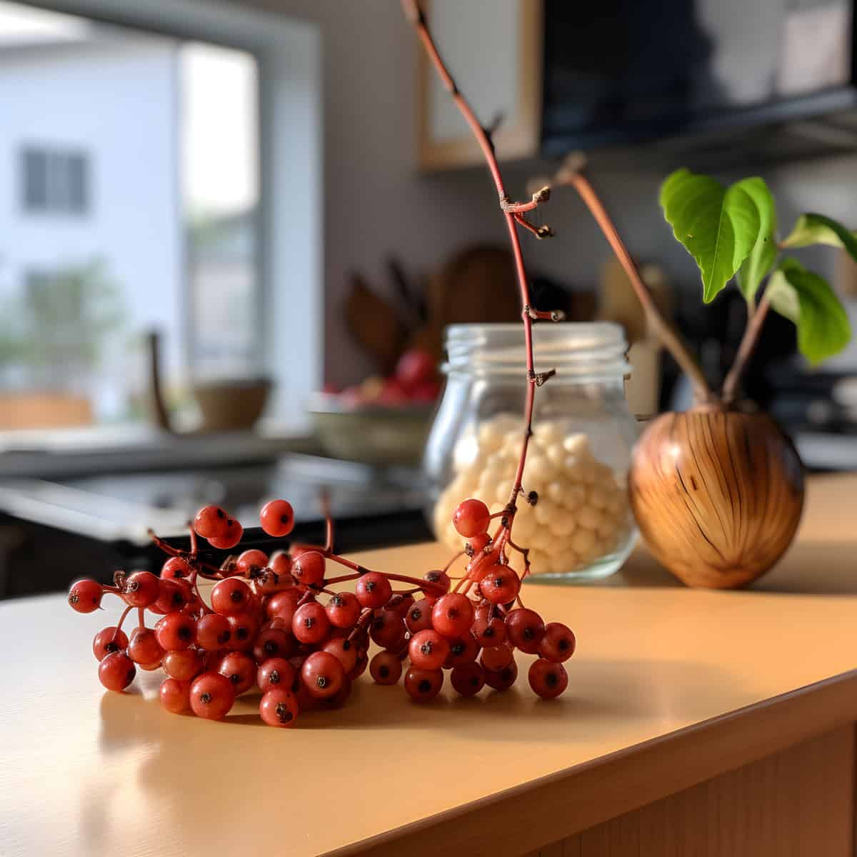 Japanese Silverberry on a kitchen counter