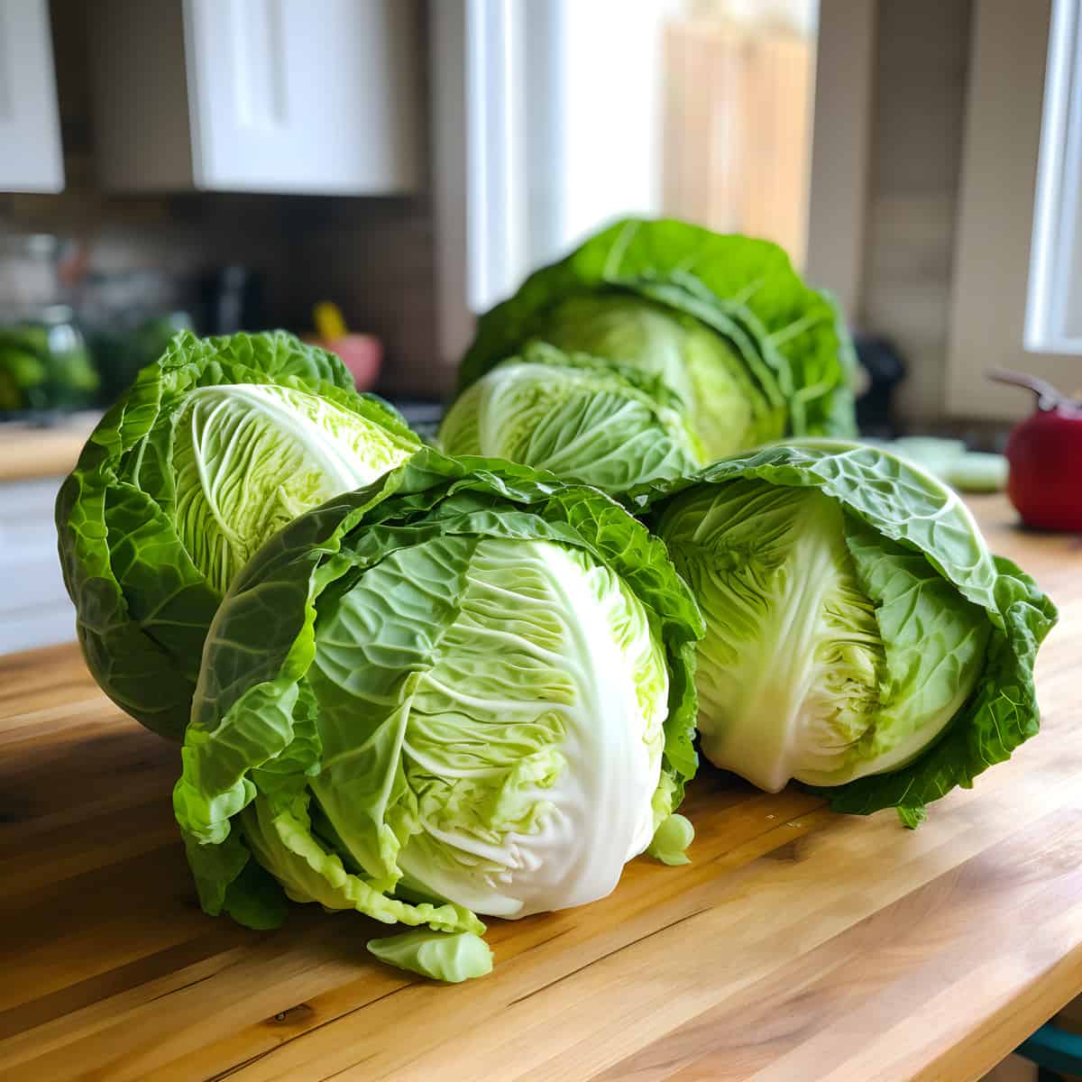 Jersey Cabbage on a kitchen counter