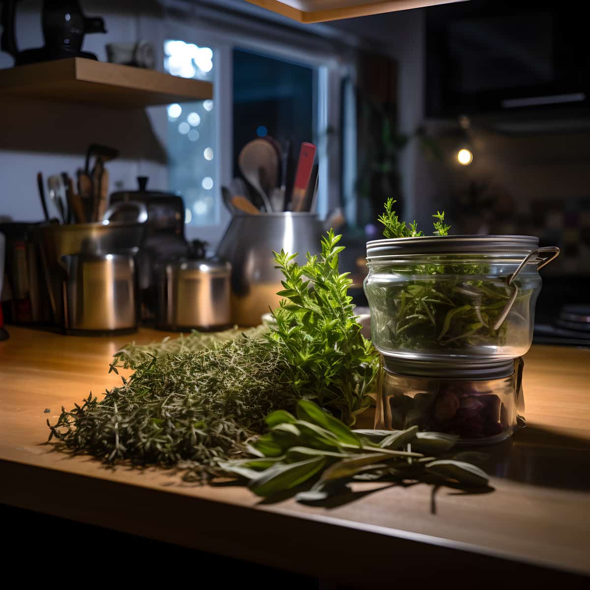 Jimbu Herb on a kitchen counter
