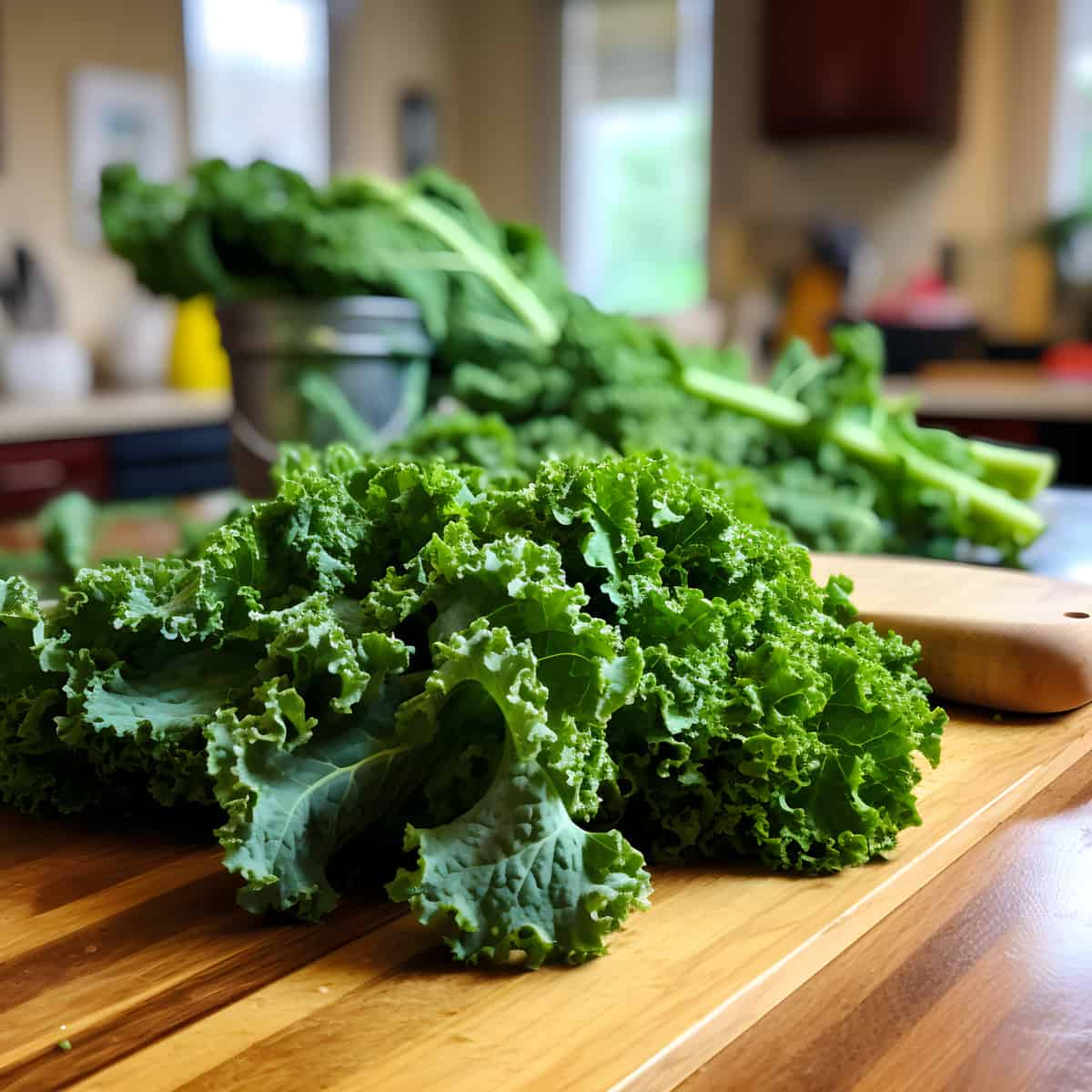 Kale on a kitchen counter