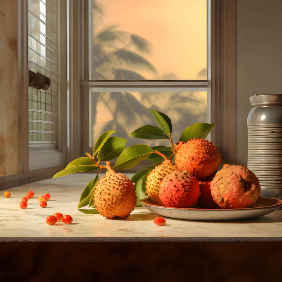 Keledang Fruit on a kitchen counter