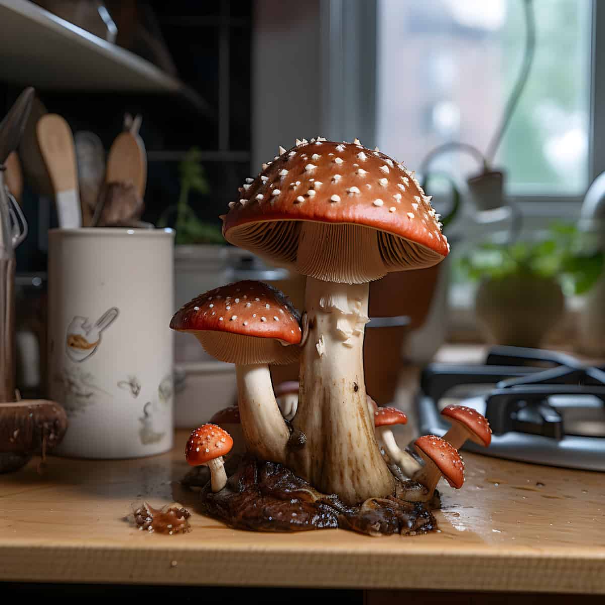 King Stropharia on a kitchen counter