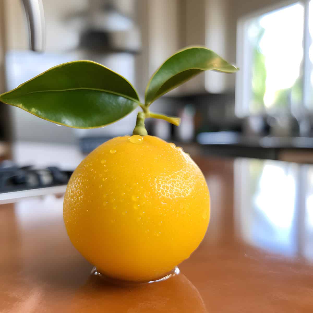 Lemon Drop Mangosteen on a kitchen counter