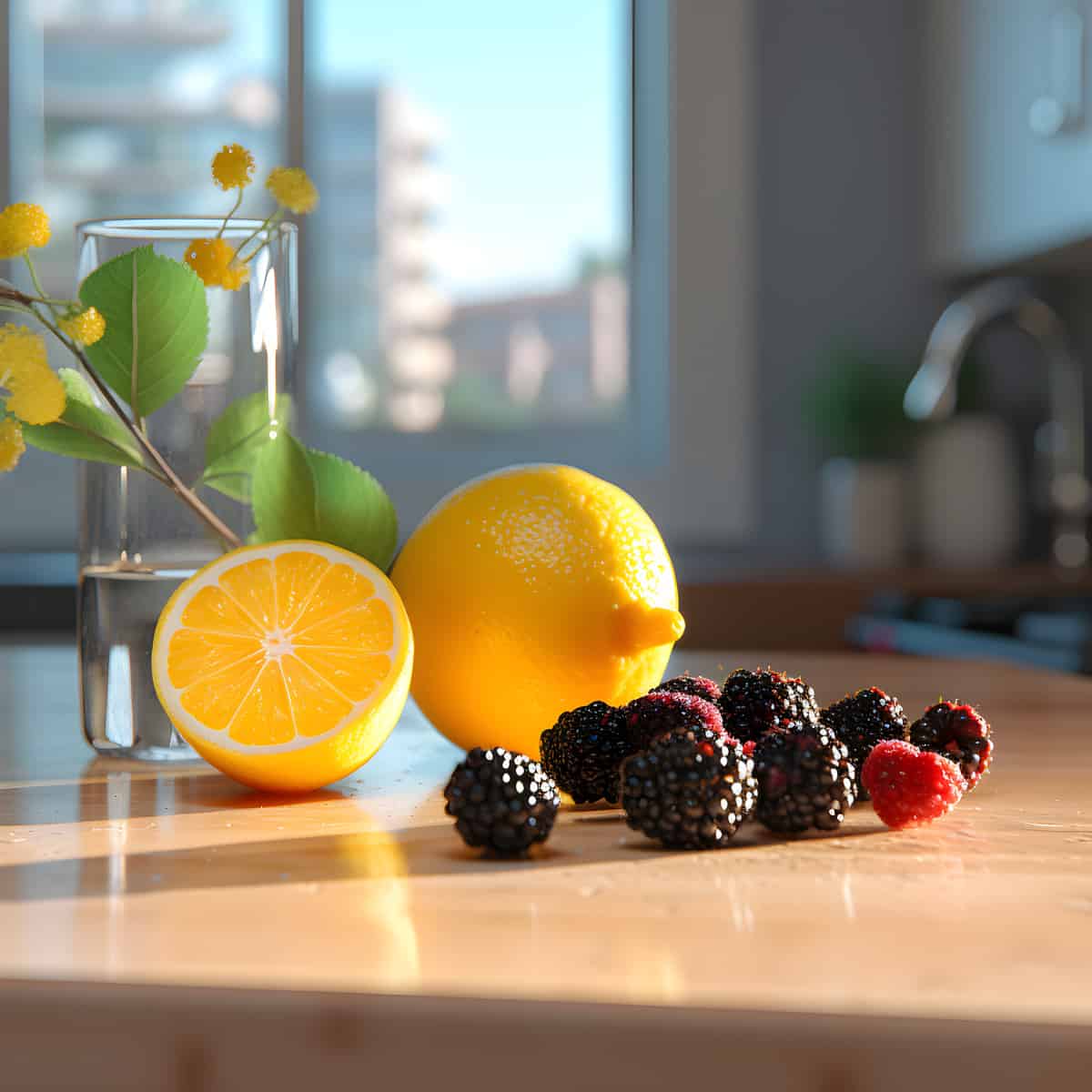 Lemonadeberry Fruit on a kitchen counter