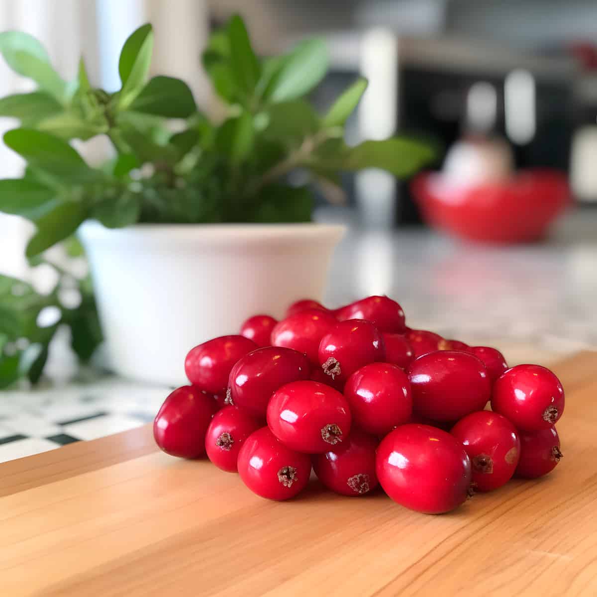 Lingonberry on a kitchen counter
