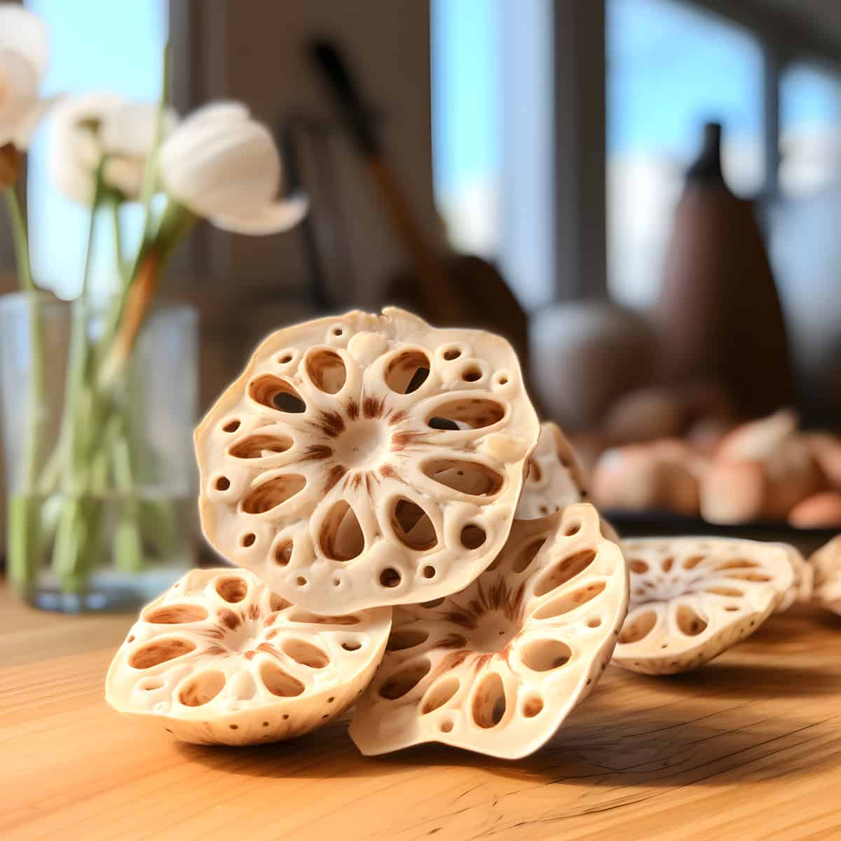 Lotus Root on a kitchen counter