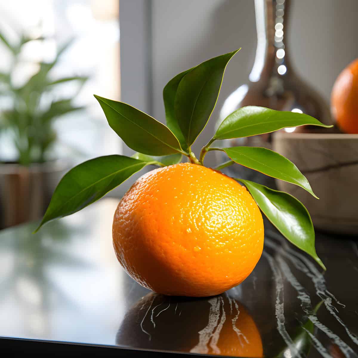 Mandarin Orange on a kitchen counter