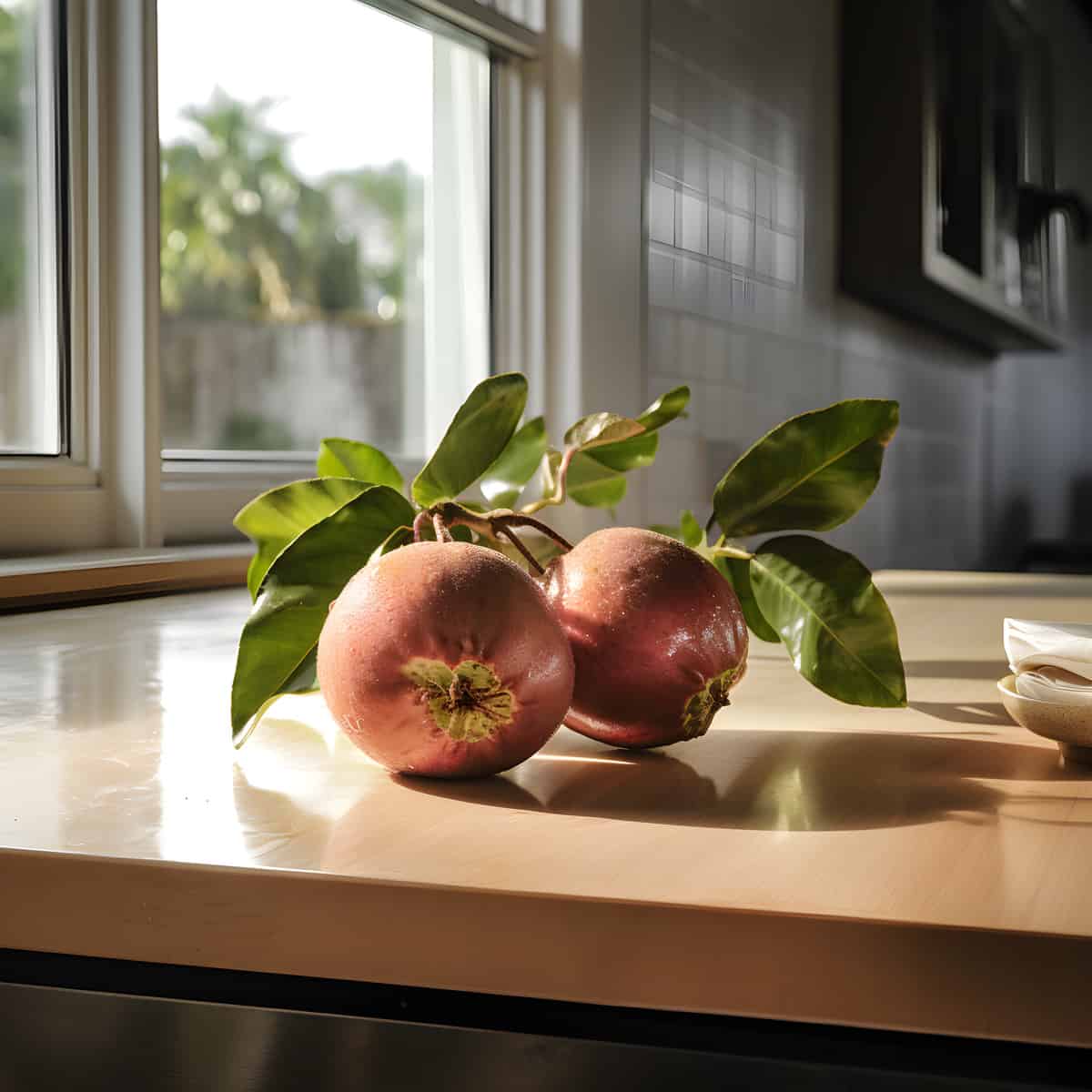 Mangaba Fruit on a kitchen counter
