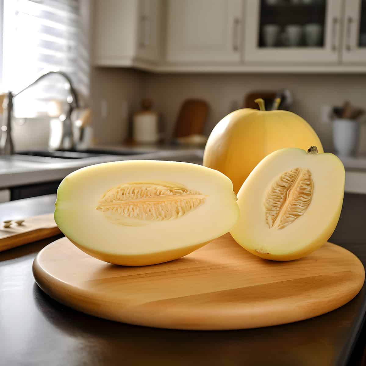 Mirza Melon on a kitchen counter