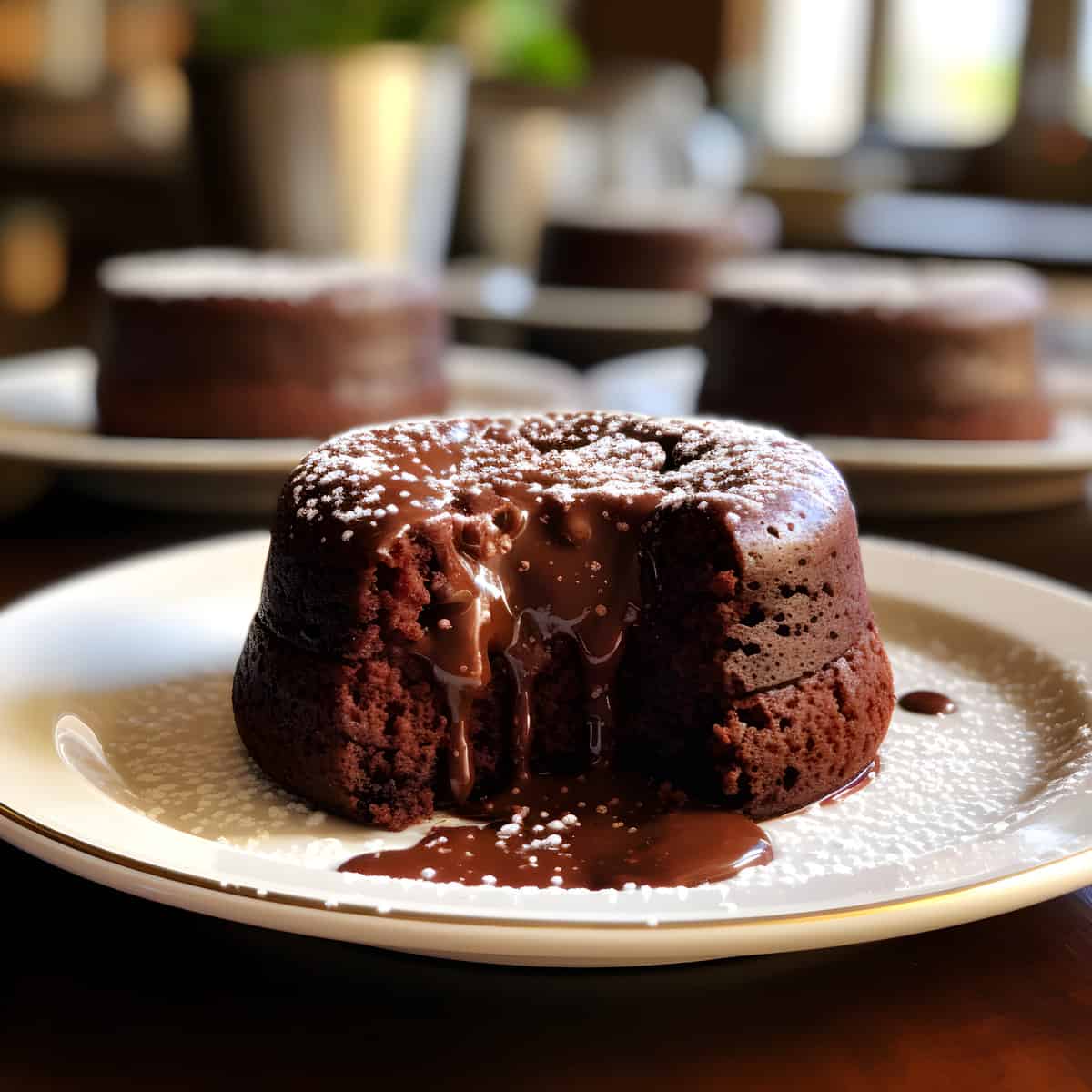 Molten Chocolate Cake on a kitchen counter