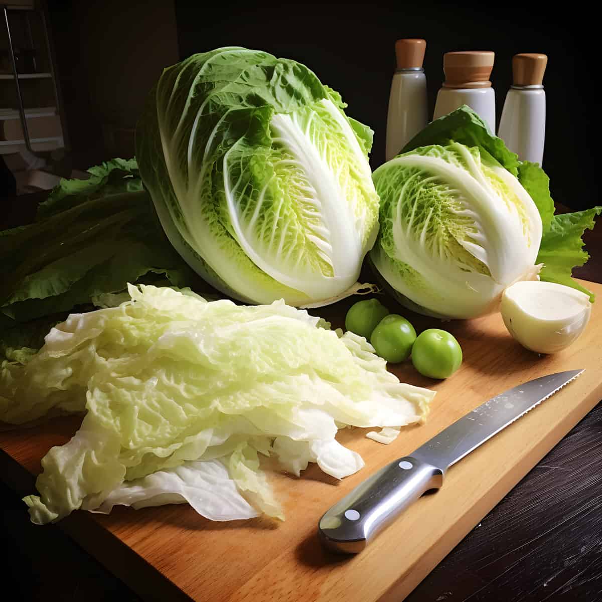 Napa Cabbage on a kitchen counter