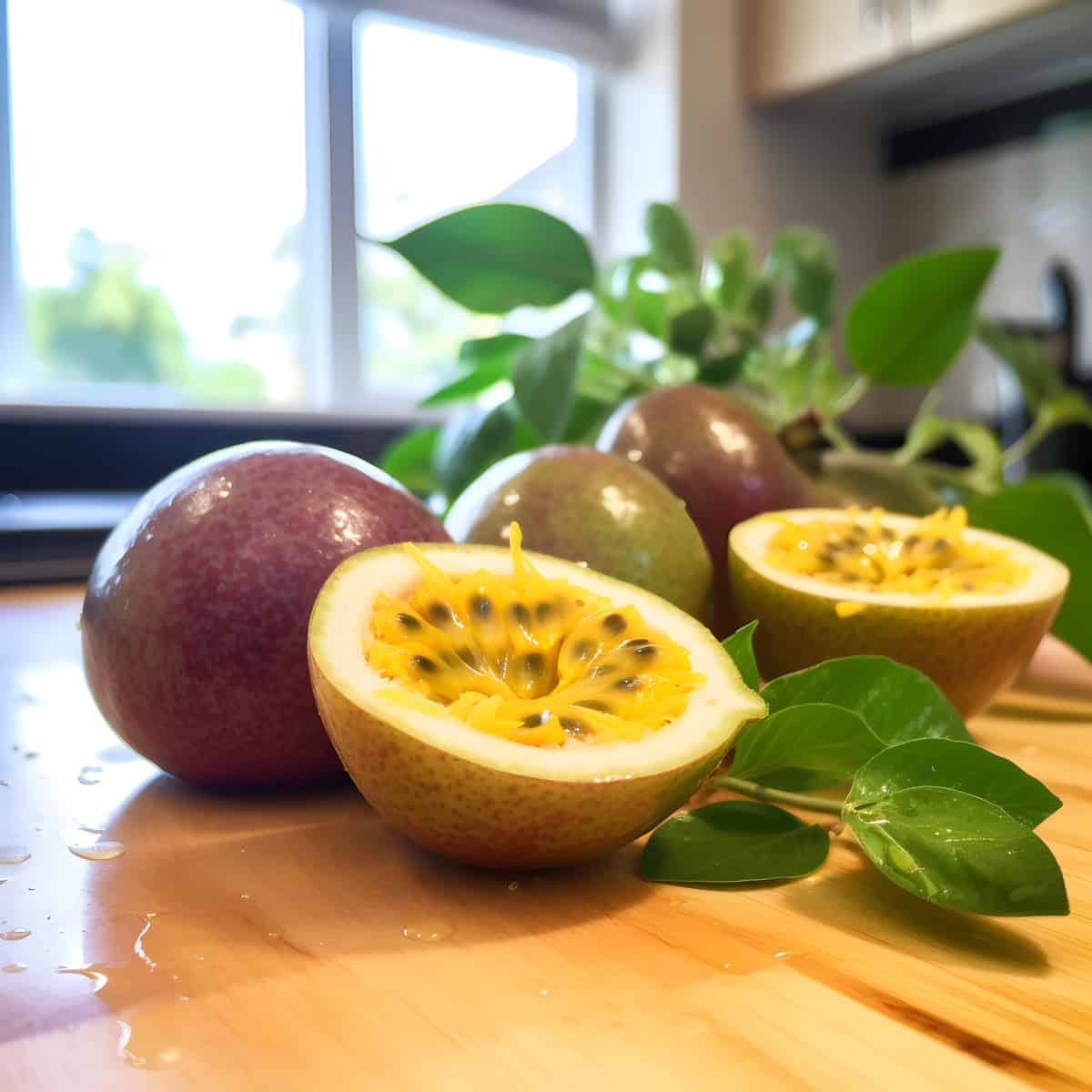 New Zealand Passionfruit on a kitchen counter