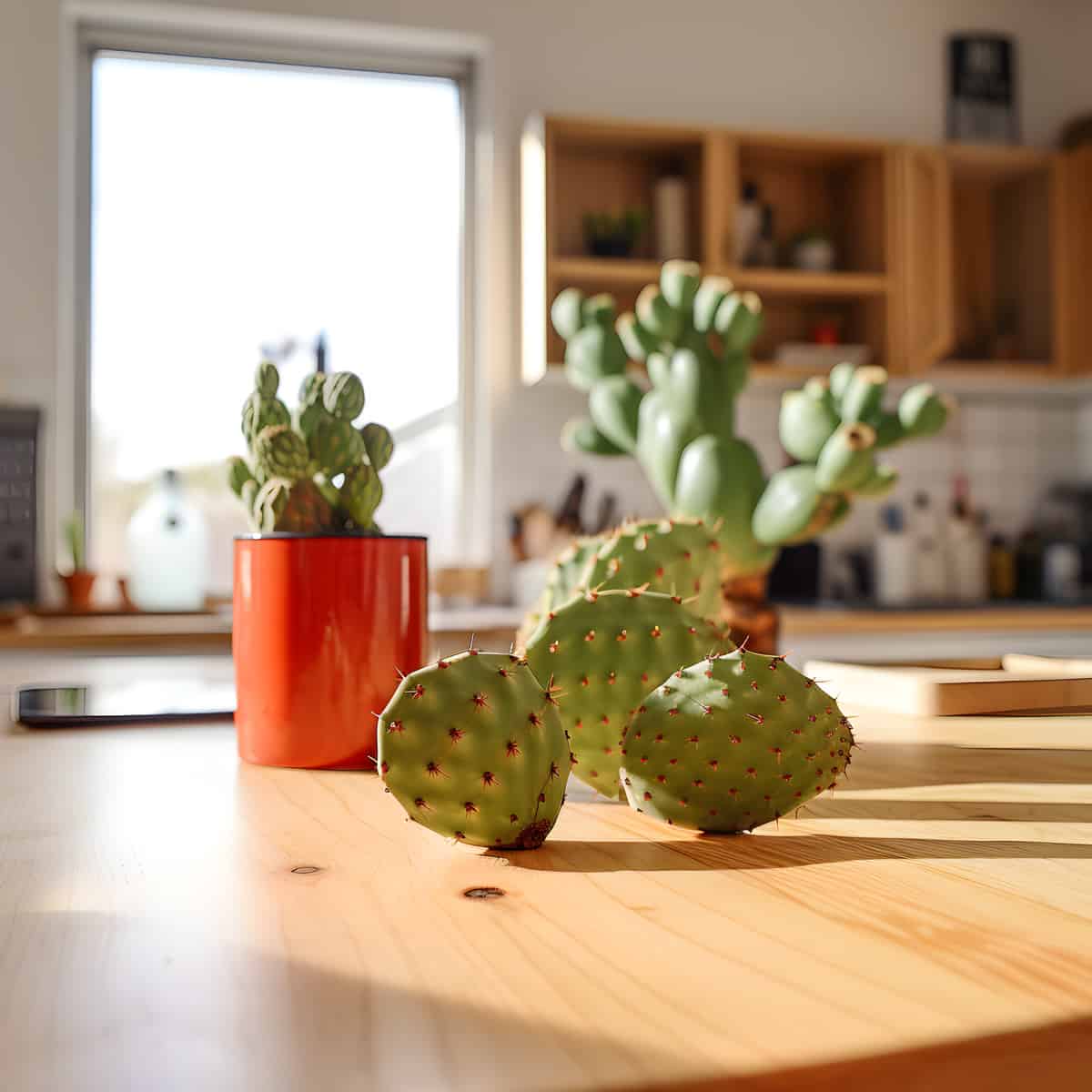 Nopal on a kitchen counter