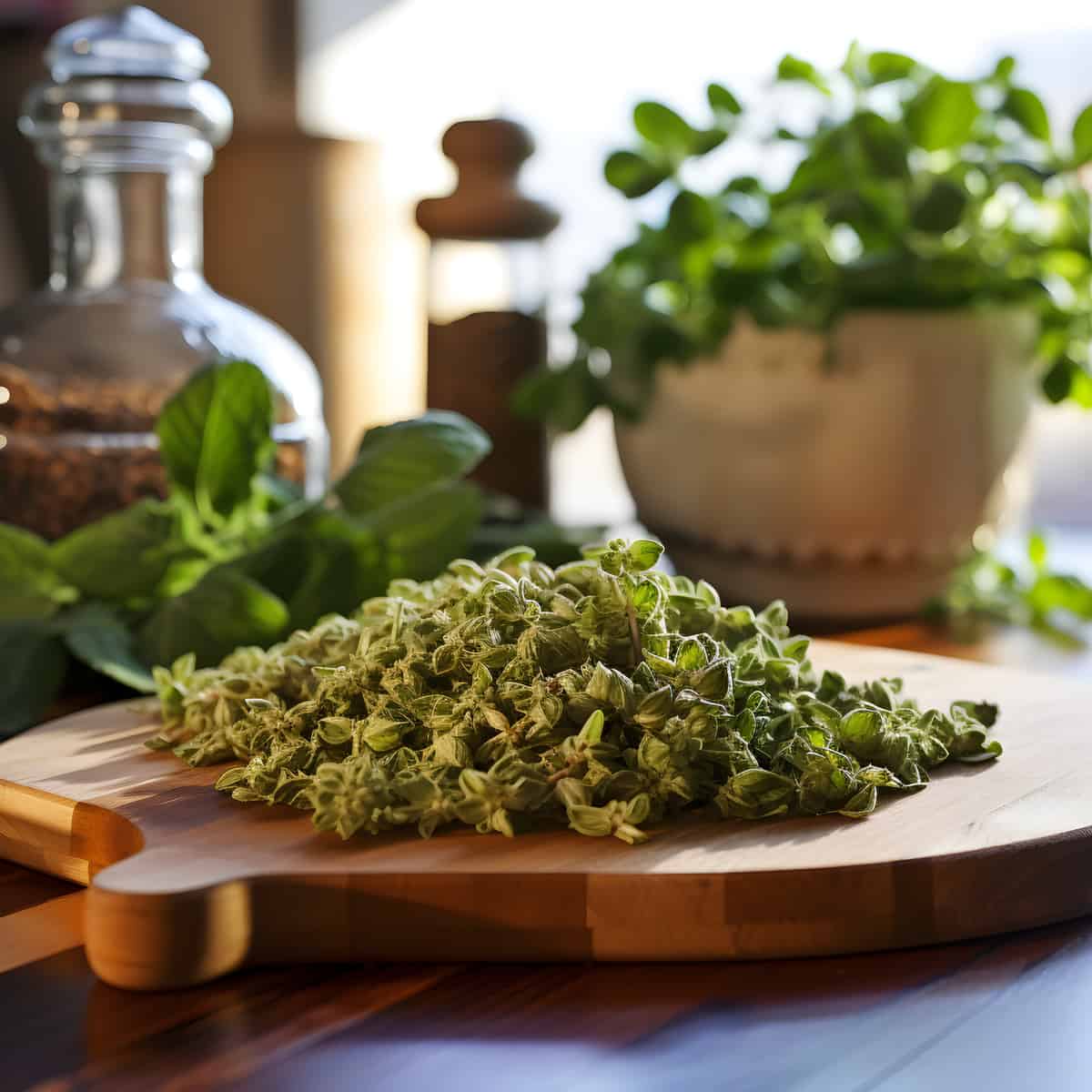 Oregano on a kitchen counter