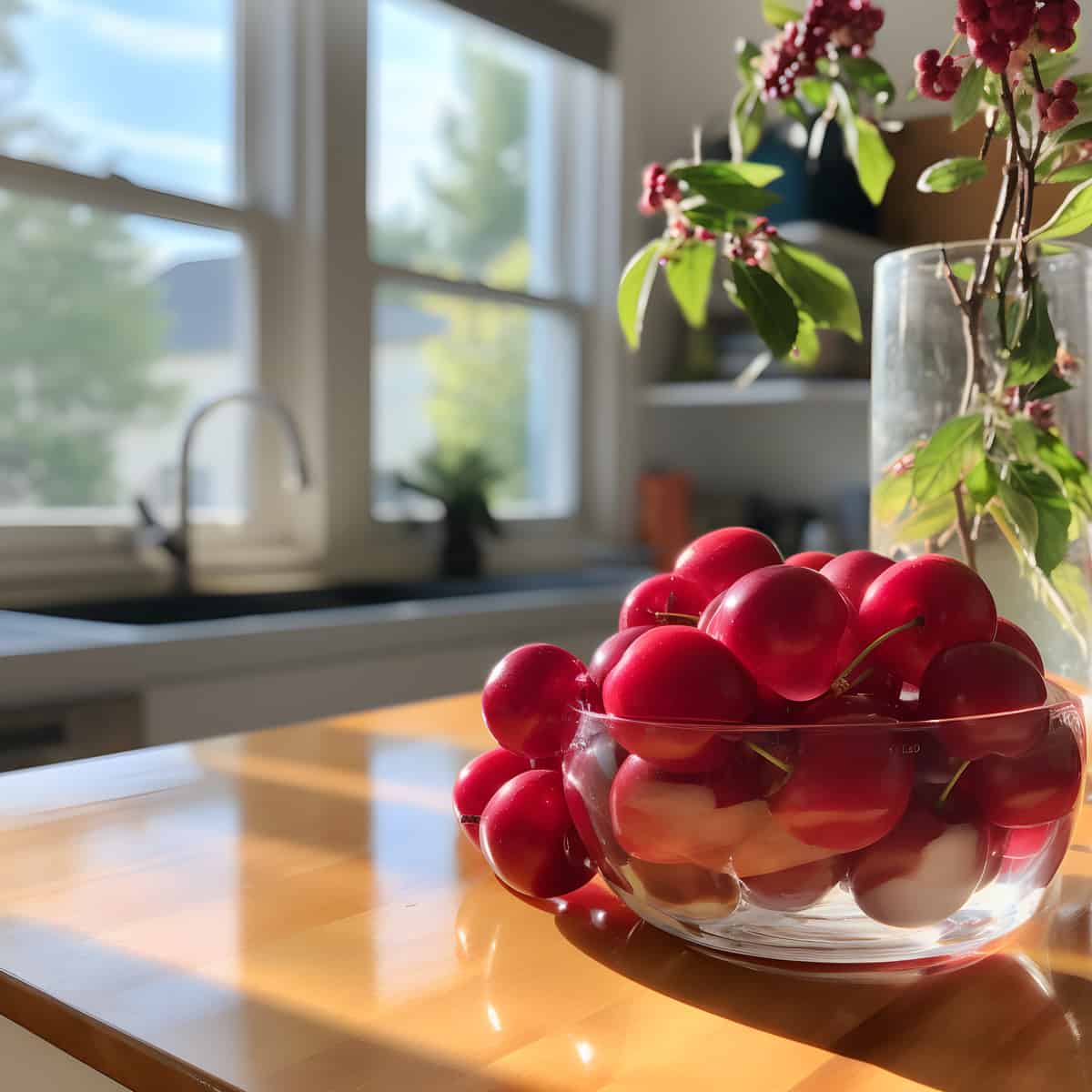 Pacific Crabapple on a kitchen counter